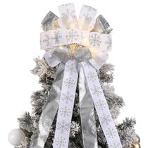 Topper de árvore de Natal Zeyune 30 x 113 cm com luzes LED prateadas Topper de árvore de Natal Zeyune 30 x 113 cm com luzes LED prateadas