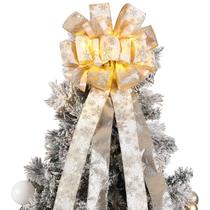 Topper de árvore de Natal Zeyune Champagne com LED 30x113cm