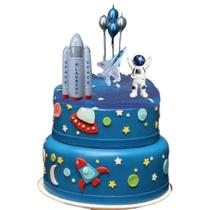 Topper De Bolo Astronauta Foguete 3d Topo Festa Aniversário