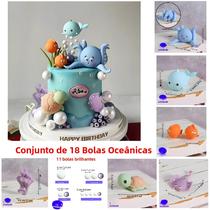 Topper de Bolo de Aniversário Infantil - Decoração com Polvo e Animais do Oceano