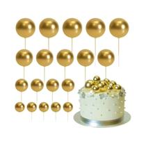 Topper De Bolo Dourado E Prateado, 20 Peças, Feliz Aniversário, Cupcake, Bandeira, Casamento,