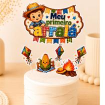 Topper De Bolo Meu Primeiro Arraiá Topo De Bolo Festa Junina São João Mesversário 1 Ano Menino Menina Pronta Entrega Mim