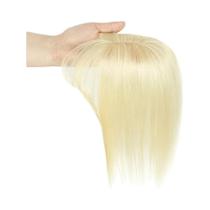 Topper De Cabelo Humano Castanho Com Mechas Loiro E Franja 5x9cm, Aparência Natural, Clip-in Para