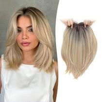 Topper de cabelo Megito, clipe de 30 cm em sintético para mulheres loiras