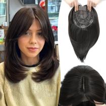 Topper de cabelo Megito, clipe de 30 cm em sintético para mulheres, preto