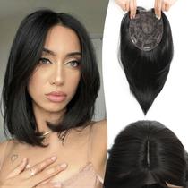 Topper de cabelo Megito, clipe de 30 cm em sintético para mulheres, preto
