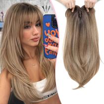 Topper de cabelo Megito de 18 polegadas para mulheres com cabelos finos castanho claro Topper de cabelo Megito de 18 polegadas para mulheres com cabelos finos castanho claro