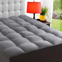 Topper de colchão ELEMUSE Full XL cinza com travesseiro extra grosso Topper de colchão ELEMUSE Full XL cinza com travesseiro extra grosso