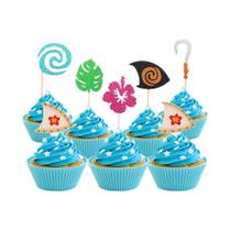 Topper De Cupcake Brilhante Moana 30 Peças Decoração De Festa De Aniversário Havaiana Tropical Luau