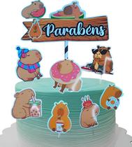Topper Enfeite Topo De Bolo Capivara Festa Aniversário Topper Enfeite Topo De Bolo Capivara Festa Aniversário