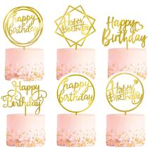 Topper para Bolo LetsCake 6 Unidades Dourado Acrílico Dupla Face