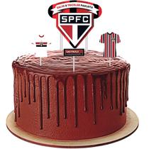 Topper para Bolo Topo de Bolo Futebol São Paulo para Festas Aniversário - 4 Unidades - Festcolor