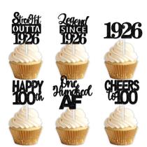 Topper para Cupcake LETLIMIT 18 unidades Glitter Preto Tema 1926 Topper para Cupcake LETLIMIT 18 unidades Glitter Preto Tema 1926