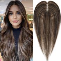 Toppers de cabelo Aimeolyn para mulheres, cabelo humano real sem franja Toppers de cabelo Aimeolyn para mulheres, cabelo humano real sem franja