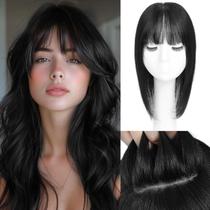 Toppers de cabelo Aimeolyn Real Human Hair 30cm preta