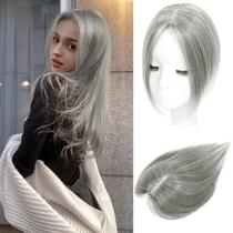 Toppers de cabelo OLLAVO Real Human Hair 360, franja 3D, cinza, mulher