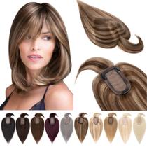 Toppers de cabelo SEGOHAIR Real Human Hair com franja, base de seda de 7 x 13 cm Toppers de cabelo SEGOHAIR Real Human Hair com franja, base de seda de 7 x 13 cm