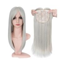 Toppers de Cabelo Sintético Longo e Liso - 14'' e 18'' com Franja - Aplique de Cabelo com Clipe