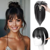 Toppers de cabelo Wirctp 100% cabelo humano com franja para mulheres