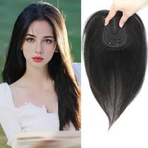 Toppers de cabelo YAMI Fluffy Human Hair 25 cm, base suíça, preto natural