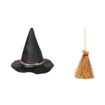 Toppers De Cupcake De Resina Com Tema De Halloween: Chapéu De Bruxa E Vassoura, 10, 12 Ou 24 Peças, Toppers De Cupcake De Resina Com Tema De Halloween: Chapéu De Bruxa E Vassoura, 10, 12 Ou 24 Peças,