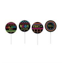 Toppers para Doces e Salgados Neon Party - 08 unidades - Magazine 25 De Março