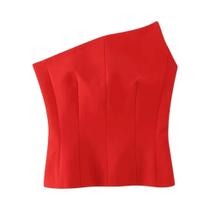 Tops Bustier Assimétricos Femininos TRAF - Camiseta Sexy Sem Costas com Zíper Lateral