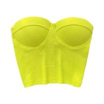 Tops Cropped Femininos Sem Alças Estilo Western Justos Cor Sólida Casuais De Verão Com Sutiãs - abebey