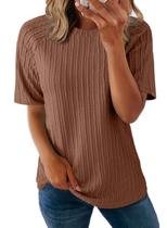 Tops Dokotoo Summer 2025 Camisetas femininas com gola redonda e manga curta