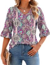 Tops LOMON Summer para mulheres 2025 com decote em V, camisetas elegantes