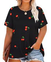 Tops RITERA Plus Size, camisetas pretas de gola redonda para mulheres, 5GG Tops RITERA Plus Size, camisetas pretas de gola redonda para mulheres, 5GG