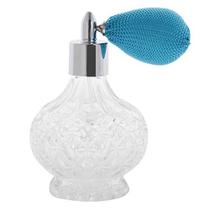 Topxome 100ml Mulheres Vintage Perfume Frasco Curto Spray Atomizador Recarregável Vidro Vazio Ferramenta de Maquiagem (Azul)