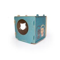 Toquinha em Cubo de MDF para Gatos - Azul