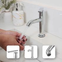 Torneira ABS Bancada Banheiro Lavatório Lavabo Pia Cuba 1.4 de Volta Cromada Design Moderno