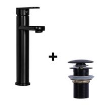 Torneira Absolute Redonda Preto + Válvula Click Preto