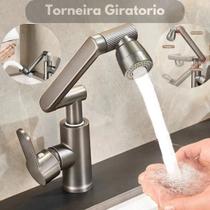Torneira Água Pia 360 Graus Banho Giratória Cozinha Misturadora Quente Frio Guindaste 2 mangueira