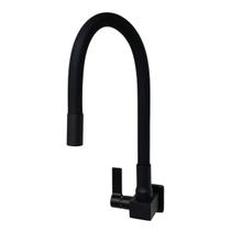 Torneira All Black Quadrada Tubo Silicone Parede Preta