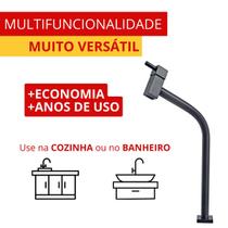Torneira Alta de Mesa para Cuba Lavabo ou Cozinha de Metal Com Arejador Lucca 1198 Sigma CROMADA E PRETA