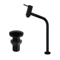Torneira Alta Preta Para Cuba de Apoio, Kit Para Banheiro, Torneira + Valvula Clic Abs Preta