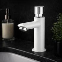 Torneira Automática Bica Alta Semi Luxo Banheiro Branca Lavabo Pia Bancada Com Arejador Torneira Automática Bica Alta Semi Luxo Banheiro Branca Lavabo Pia Bancada Com Arejador