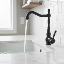 Torneira Bancada Alta Provençal Preta Monocomando Misturador Rustica Banheiro Lavabo Cozinha Linda