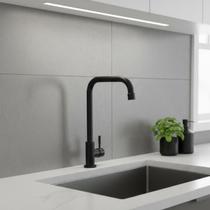 Torneira Bancada Bica Alta Industrial Cozinha Gourmet Banheiro Lavabo Metal Preto Arejador Água Fria