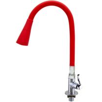 Torneira bancada bica flexível vermelha com arejador jato e ducha regulagem giratória