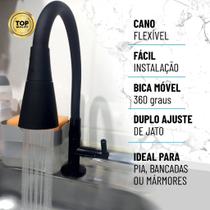 Torneira Bancada Cozinha Gourmet Preta Flexivel 2 Jatos 1/4 de volta para mesa pia bancada e mármore Torneira Bancada Cozinha Gourmet Preta Flexivel 2 Jatos 1/4 de volta para mesa pia bancada e mármore