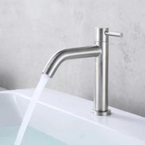 Torneira Bancada Cromado Fosco Banheiro Lavabo Lavatório Água Fria Aço Inox 304 Resistente Gourmet