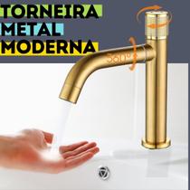 Torneira Bancada Dourado Fosco Banheiro Lavabo Água Fria 1/4 Volta Metal