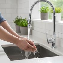 Torneira Bancada Mesa Gourmet Flexível Em Metal Cozinha Banheiro Cromado Funcional