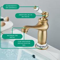 Torneira Bancada Metal Estilo Provençal Bancada Cozinha Lavabo Lavatório Água Quente Fria Gourmet