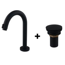 Torneira Bancada para Lavatório com abertura na ponta (Link) Preta + Válvula 1" Preta Torneira Bancada para Lavatório com abertura na ponta (Link) Preta + Válvula 1" Preta