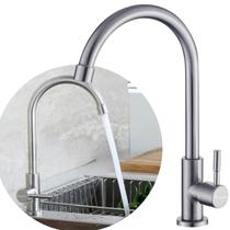 Torneira Bancada Pia Alta Bico Curvado Modelo Industrial Gourmet Fosca Elegante Banheiro Cozinha
